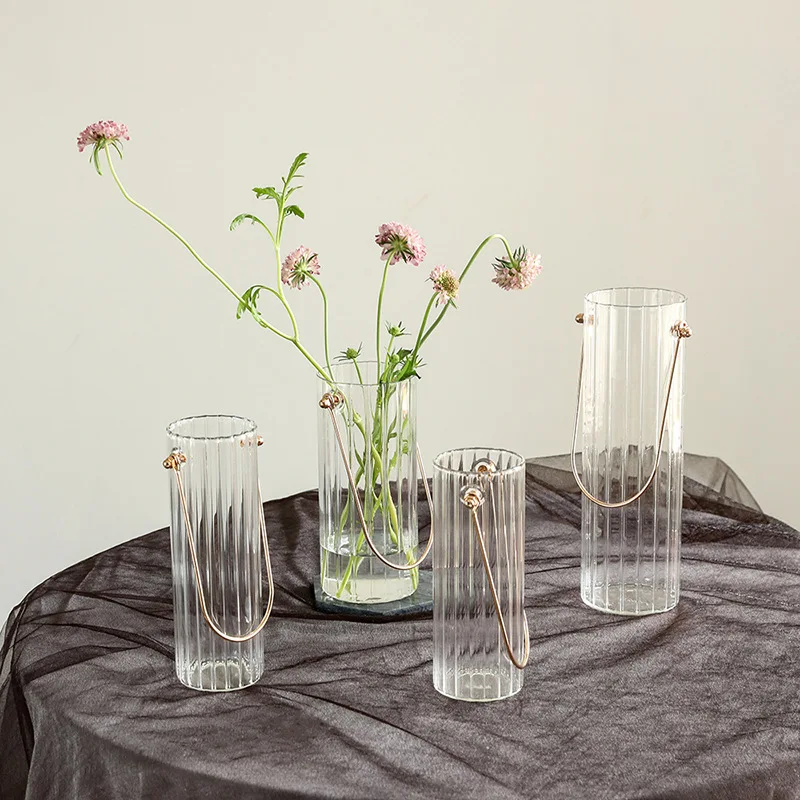 Large Glass Vases Plant Bottle Tabletop Chinese Vase Flower Crystal Nordic Decoration Living Room Flower Modern Home Decorative