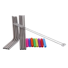 8 шт./лот соломинки из нержавеющей стали с чистящей щеткой силиконовое покрытие сока Соломы Бар трубочка для коктейля Кухня Бар инструменты