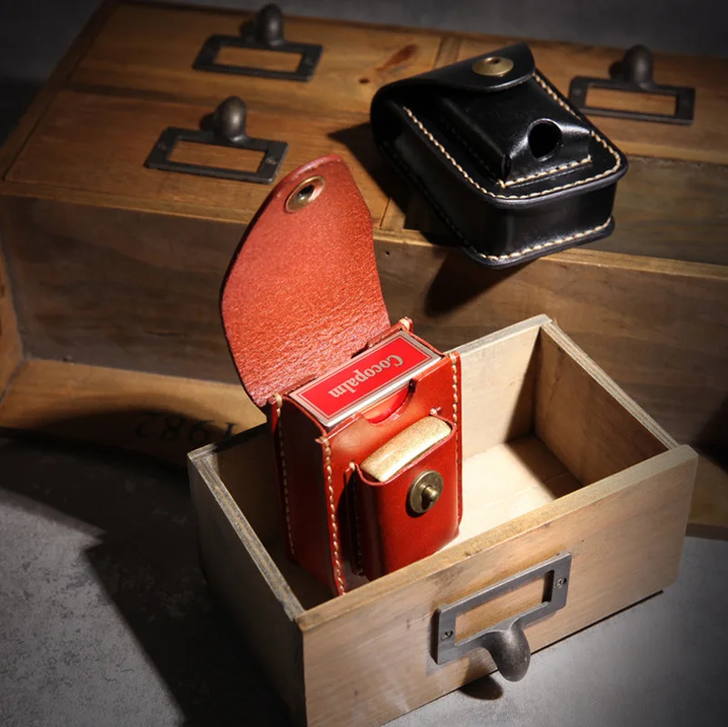 

2020 new men's cigarette case leather cigarette case Original retro handmade first layer cowhide vegetable tanned cigarette case