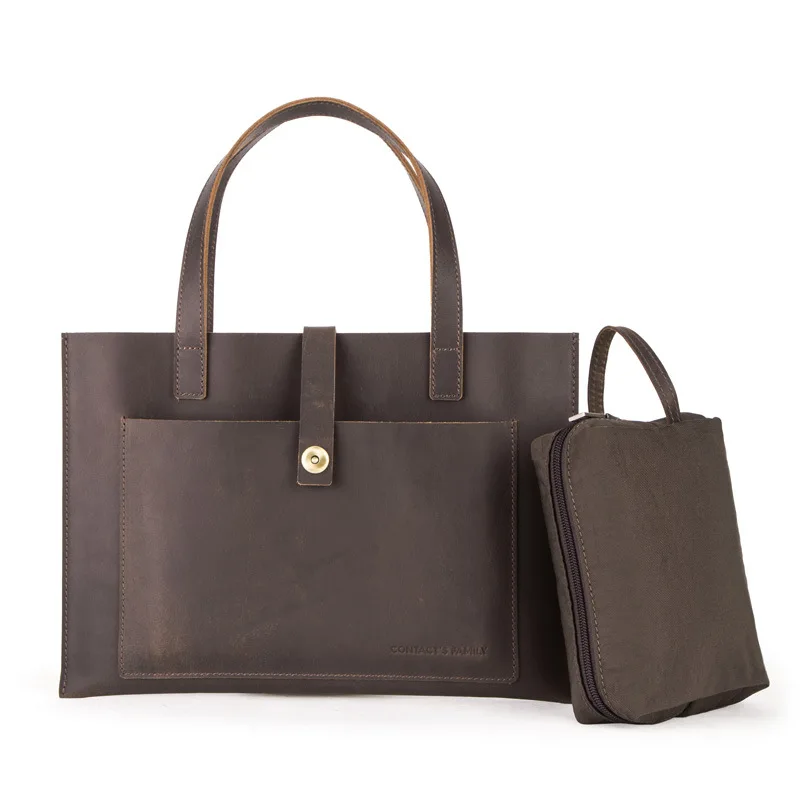 

Men's Computer Bag for Men Genuine Leather Handbag Vintage Business Retro Large Tote Bag for Macbook Pro Male Father's Day Gifts