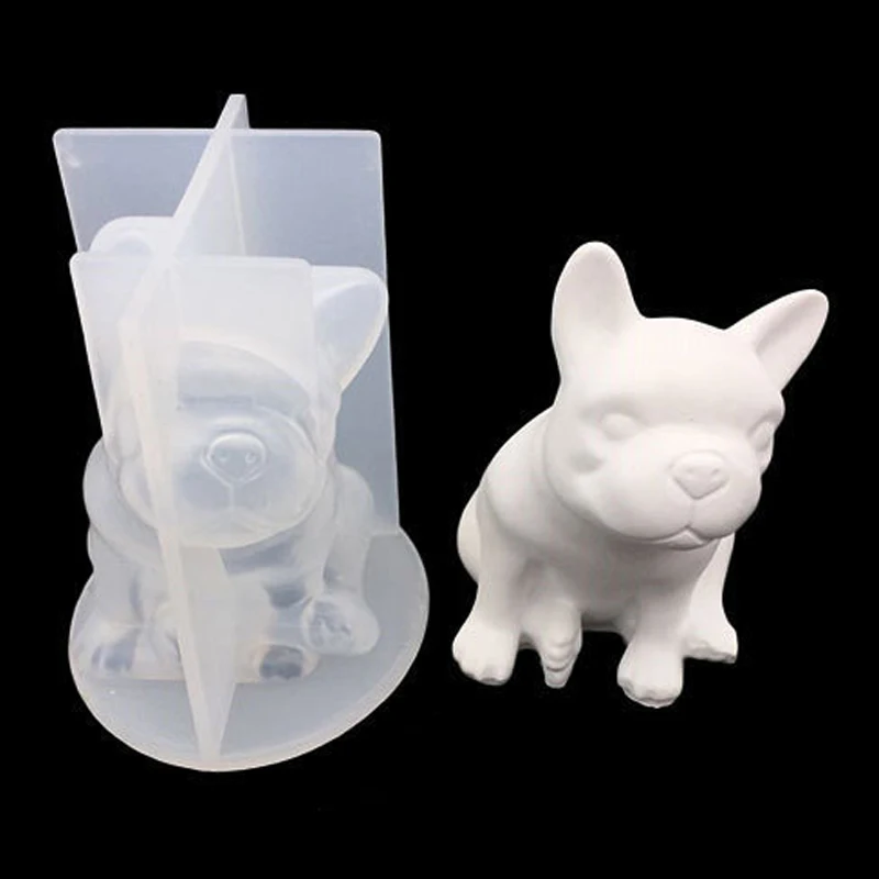 1PCS Crystal Epoxy Resin Molds 3D French Bulldog Silicone UV Resin Mould Handmade DIY Home Crafts Car Decorations Accessories