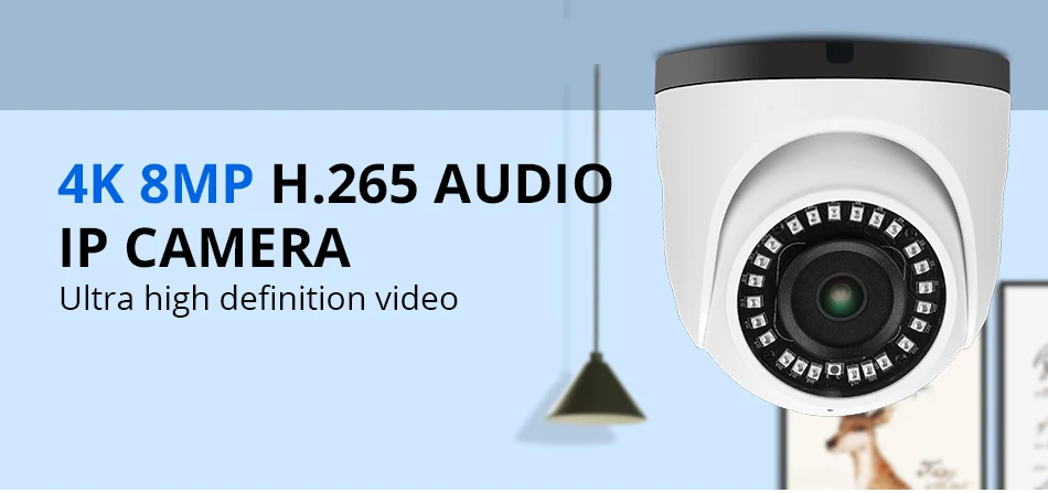 Hiseeu 4K 8MP POE IP камера купол Водонепроницаемый Аудио CCTV пуля камера P2P обнаружения движения ONVIF для PoE NVR 48 В