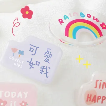 

6PCS/LOT Badge Fashion Special Me Theme Colorful Acrylic Bookmarks Decoration Supplies School Office Stationery Gift