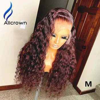

ALICROWN 13*6 Curly Lace Front Human Hair Wigs For Women Brazilian Non-Remy Middle Ratio Ombre Lace Front Wigs 130% Density