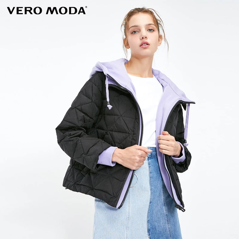 Vero Moda зимний с капюшоном женский зимний поддельный Двухсекционный вязаный с капюшоном пуховик пальто | 318423515
