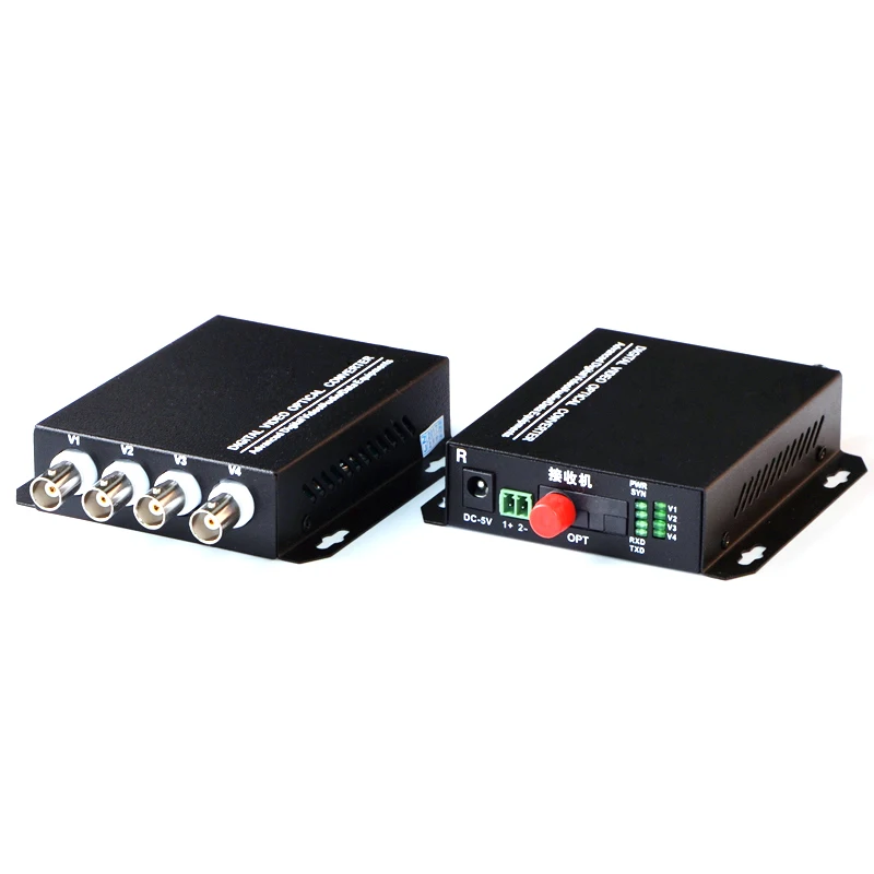 1 Pair 2 Pieces/lot 4 Channel Video Optical Converter 4V1D Fiber Optic