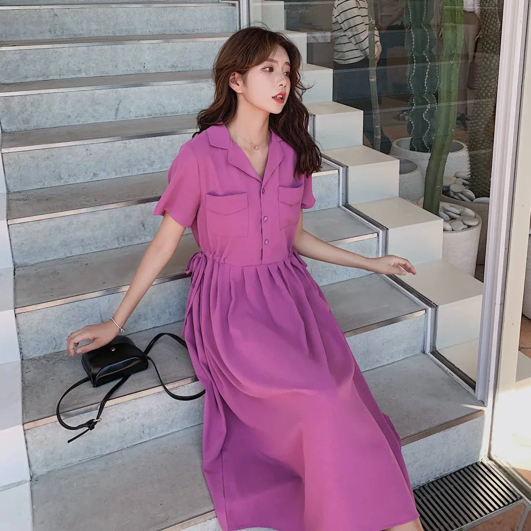 

Photo Shoot CHIC France Non-mainstream Platycodon Grandiflorum Rose Purple Mid-length Suit Collar Single Breasted Fairy Big Heml