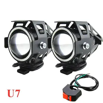 

2PCS Motorcycle Headlight 3000LM U7 LED Driving Fog Spot Head Light Angel Eye Devil Eye Motorbike Spotlight Lamp Decorative