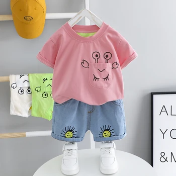 

2020 Summer Baby Infant Clothing Sets Boys Toddler Clothes Suits Cartoon Shirt Jeans Shorts Kids Children Costume Suits