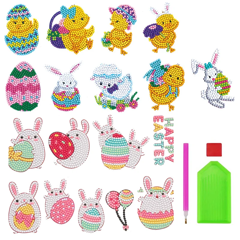 5d Diamond Painting Stickers Kits For Kids Diy Art Craft Easter Theme