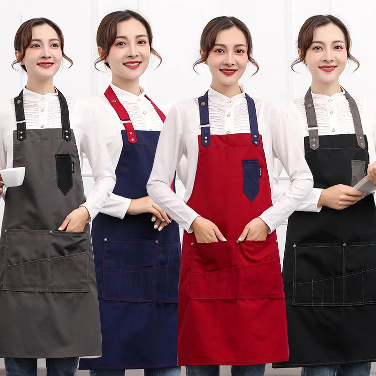 Мульти мешок холст фартук многоцветный женский Кухонный Фартук супермаркет кафе фаст-фуд униформа