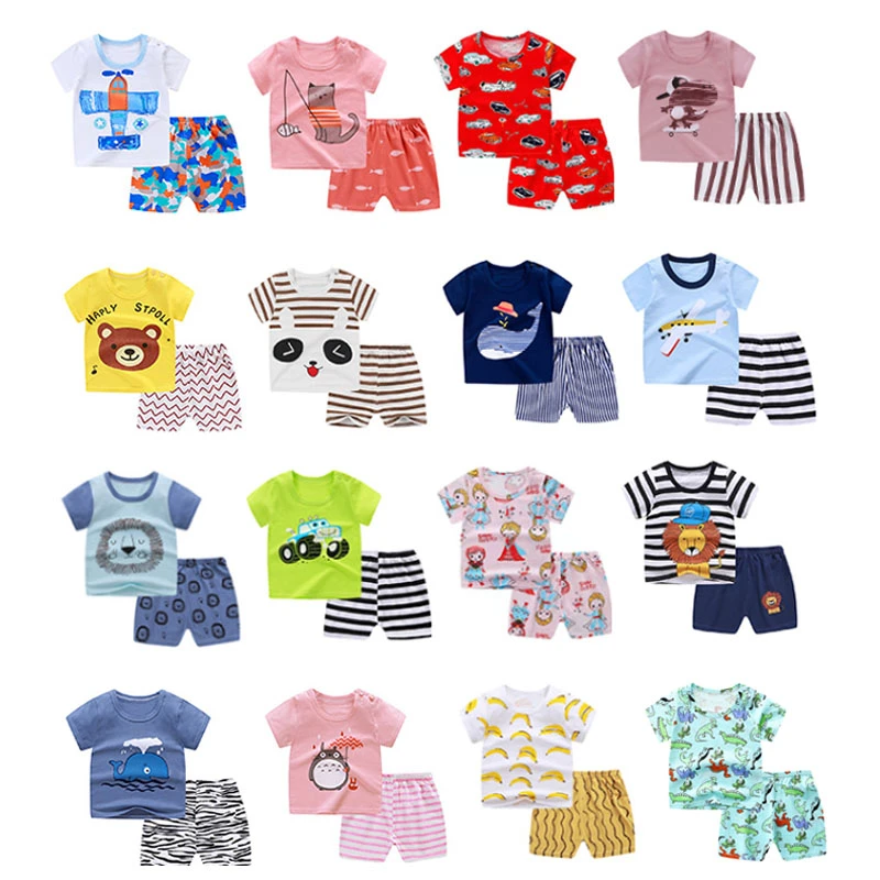 de algodón para niño y niña, conjunto de verano para bebé, camiseta bonita para niño de 1, 2, 3, 4 y 5 ropa de uso diario, venta al por mayor|set de -