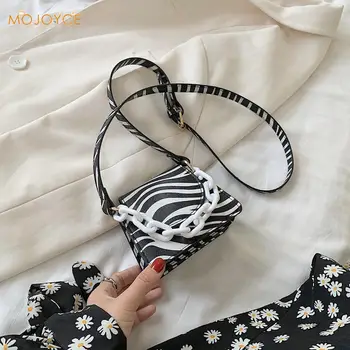 

Women Acrylic Chain PU Leather Handbags Animal Pattern Shoulder Crossbody Bags Youth Ladies Simple Versatile Bag