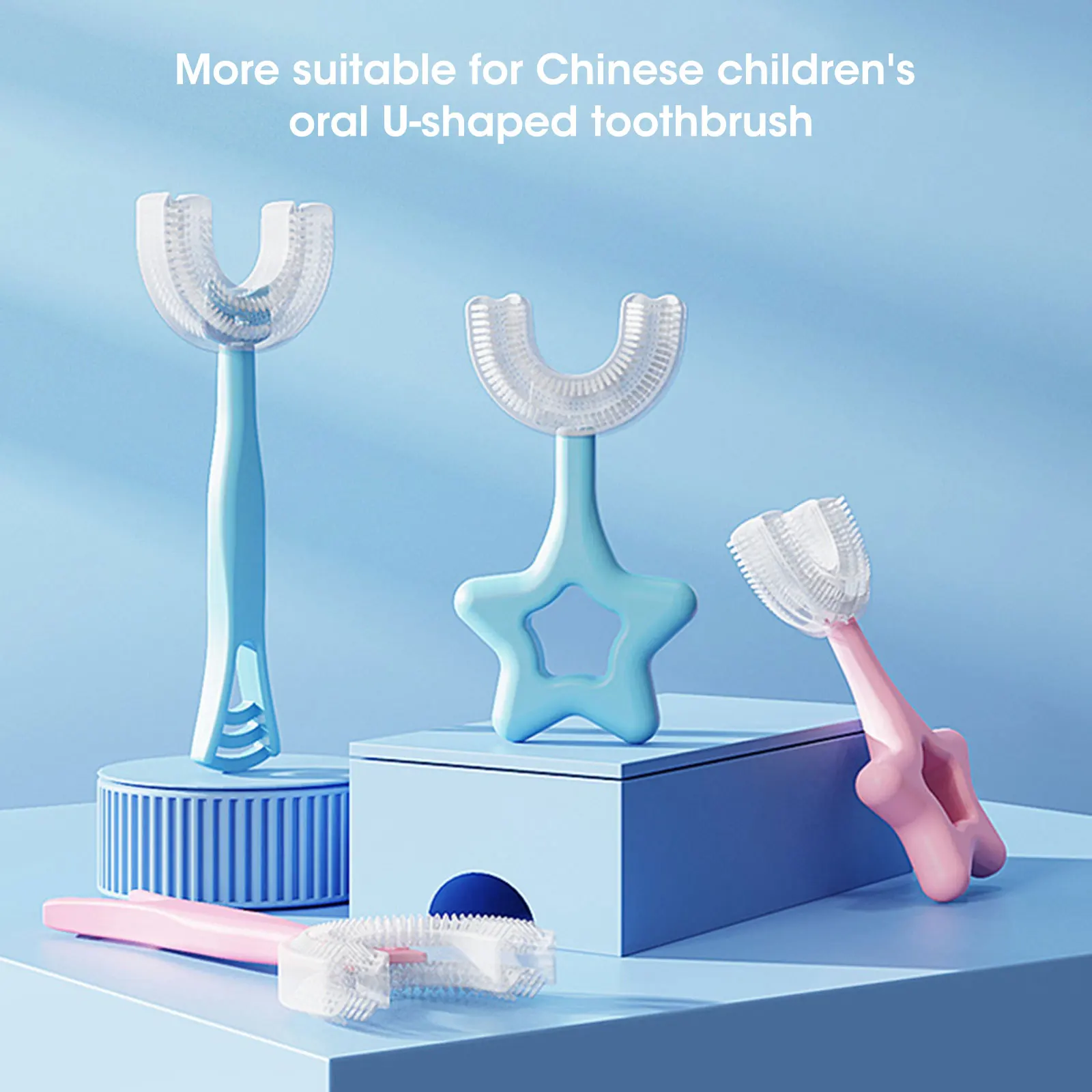 Kids Toothbrush U Shape Infant Toothbrush with Handle Silicone Oral
