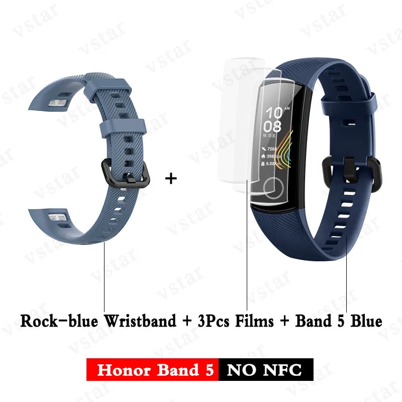 Huawei Honor band 5 smartband AMOLED huawei smartwatch кровяное кислородное сердце rage ftness трекер сна swiming sport trakcer gps - Цвет: band5 blue add Rblue