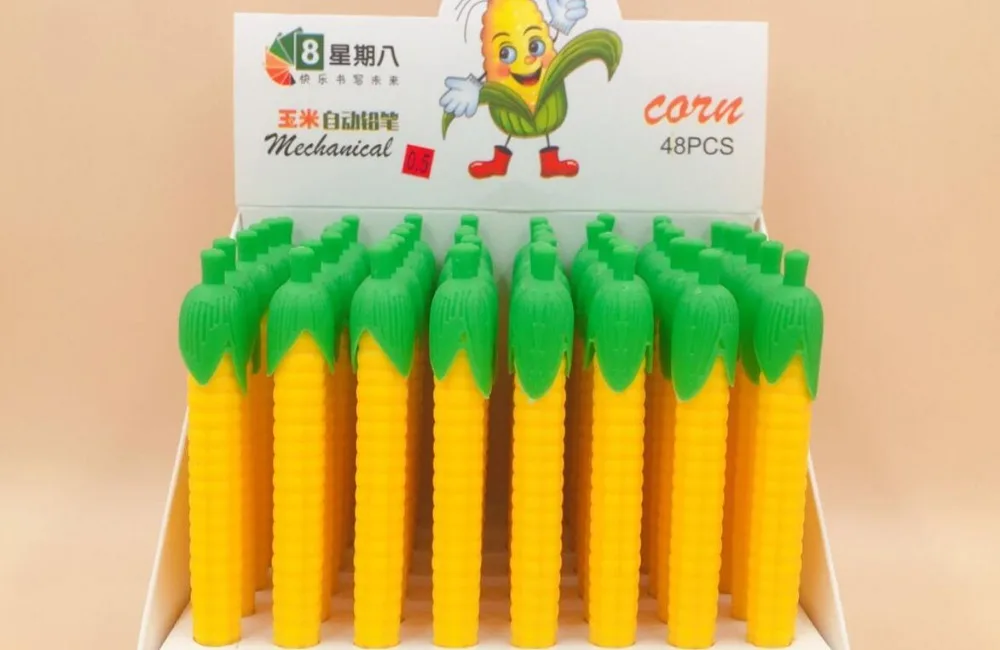 korea creative corn automatic pencil cartoon school gift student Mechanical Pencil 0.5mm writing pen promotion pen 48pc/lot