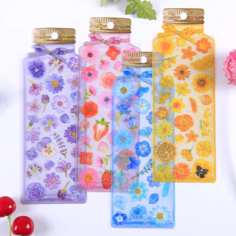 2pc Pvc Drift Bottle Sticker Fresh Flower Language Scrapbook Diary Album Decoration Material Mobile Phone Paste Paper Stationery