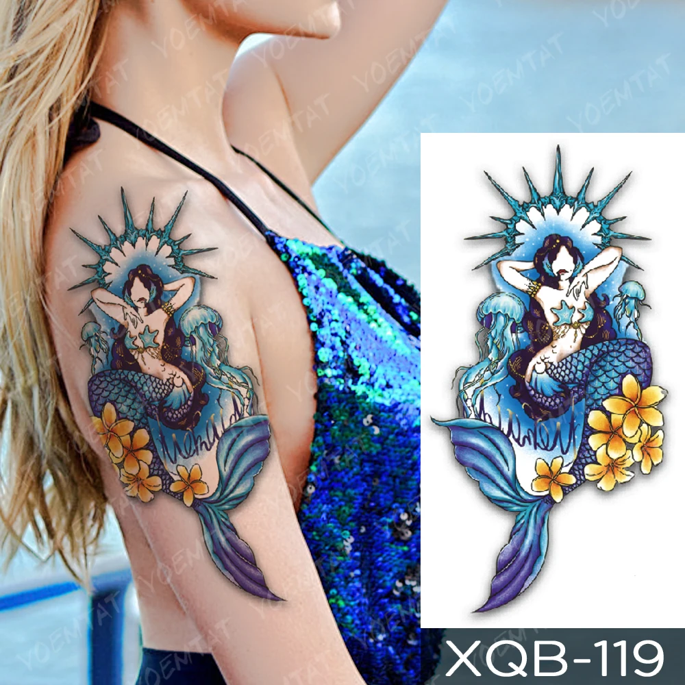 Waterproof Temporary Tattoo Sticker Japanese Lily Fox Demon Flash Tattoos  Mermaid Family Tree Body Art Arm Fake Tatoo Women Men - Temporary Tattoos -  AliExpress