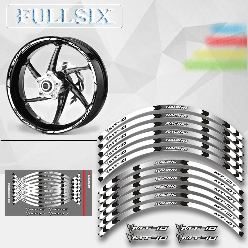 4 color Motorcycle Styling Wheel Hub Rim Stripe Reflective Decal Stickers Safety Reflector For Yamaha MT-10 MT 10