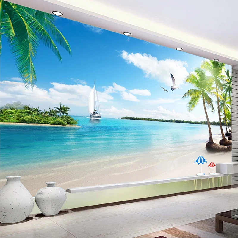 pintura em azul ceu branco nuvens praia 03