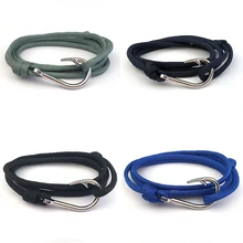 HOMOD, модный мужской Паракорд, крючок с рыбкой, якорь, браслет, женский шарм, цепочка для выживания, спортивные браслеты для влюбленных, черный якорь