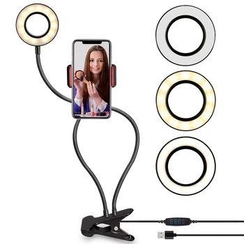 

Photo Studio Selfie LED Ring Light with Flexible Cell Phone Mobile Holder For Youtube Live Steam Makeup For Office Kitchen