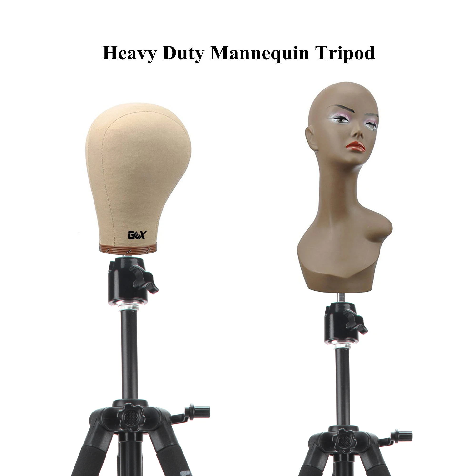 GEX Multifunction Training Mannequin Tripod / Camera Stand Canvas Block  Mannequin Head Cosmetology Hair Wig Stand