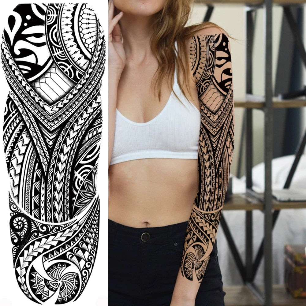 Maori Temporary Totem Tattoos For Men Women Body Art Full Arm ...