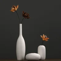 Northern European-Style White Ceramic Vase Set, Modern Minimalist Flower Container, Living Room Decoration, Home Decoration 2