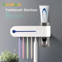 С антибактериальным покрытием UV светильник ультрафиолетового Зубная щётка стерилизатор Автоматический Диспенсер зубной пасты, для зубной щетки держатель аксессуары для ванной комнаты