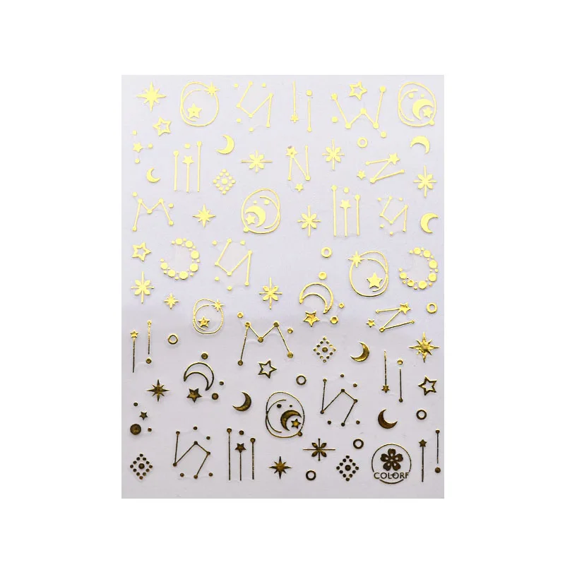 137Gold 1 шт. 3D Золотой Серебряный ноготь наклейки тисненые Звезда Луна Звездный Дизайн Клей Переводные слайдеры Дизайн ногтей украшения ZJT4051 - Цвет: 137Gold