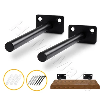 

2/4pcs Black White Metal Floating Bracket Heavy Duty Hidden Shelf Support Brackets Wall Mounted Multifunctional Home Hardware