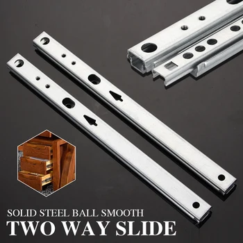 

2Pcs Micro Drawer slide Ball Guide Two Sections 17mm Wide Steel Fold Drawer Steel Ball Rail Slide Furniture Hardware Fittings