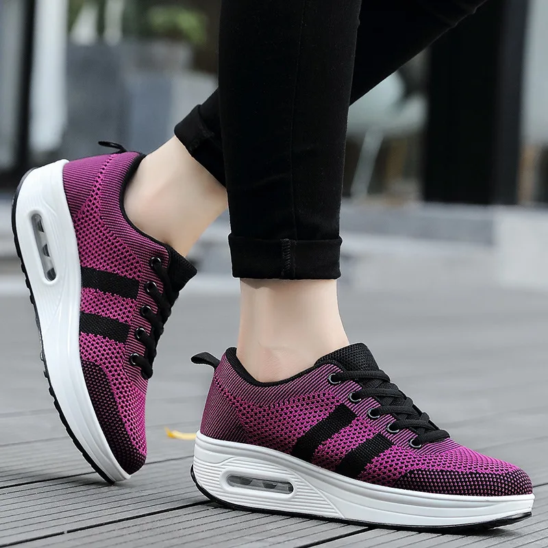 

Spring And Autumn New Style Fly Netting Surface Breathable Sports Footwear Korean-style Thick Bottomed Rocking Shoes WOMEN'S Sho