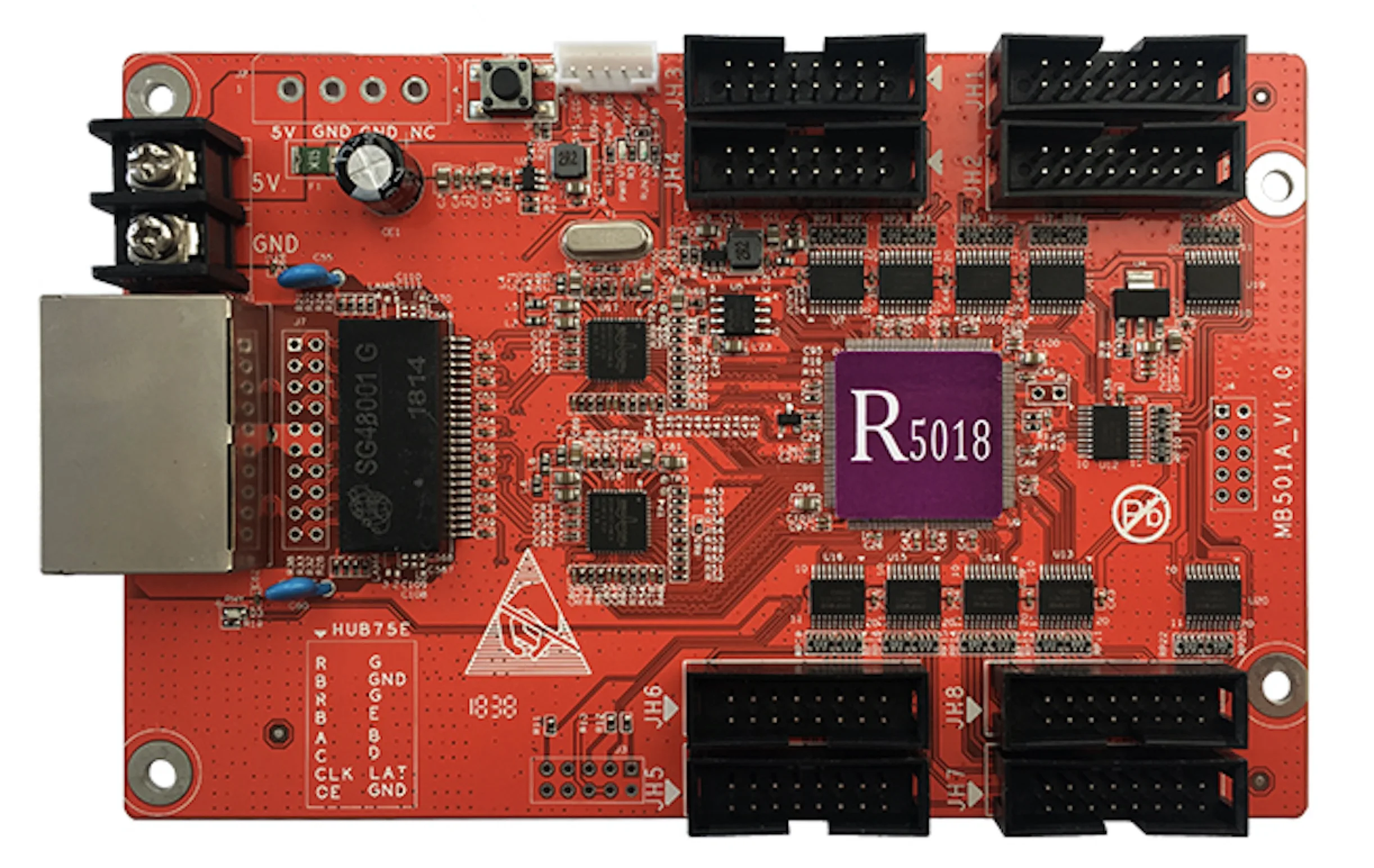 Huidu HD-R5018 полноцветная приемная карта 8x Hub75E порты поддержка 1/32 сканирования Светодиодный дисплей(работа с HD-C15/C35/A3/HD-T901