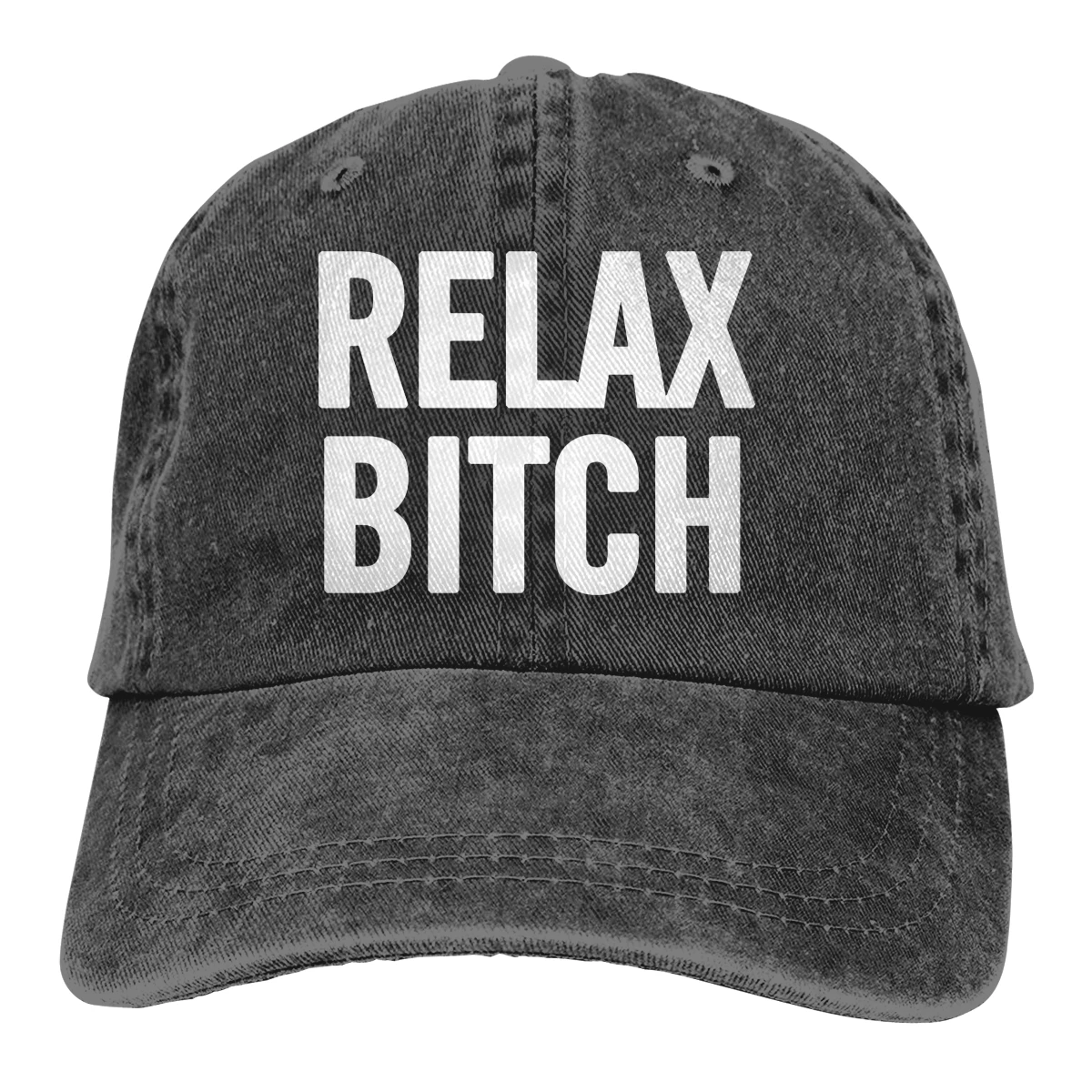 Relax Bitch Casquette Deep Heather Unisex Mens Womens Denim Strapback Baseball Cap Adjustable Golf Dad hat