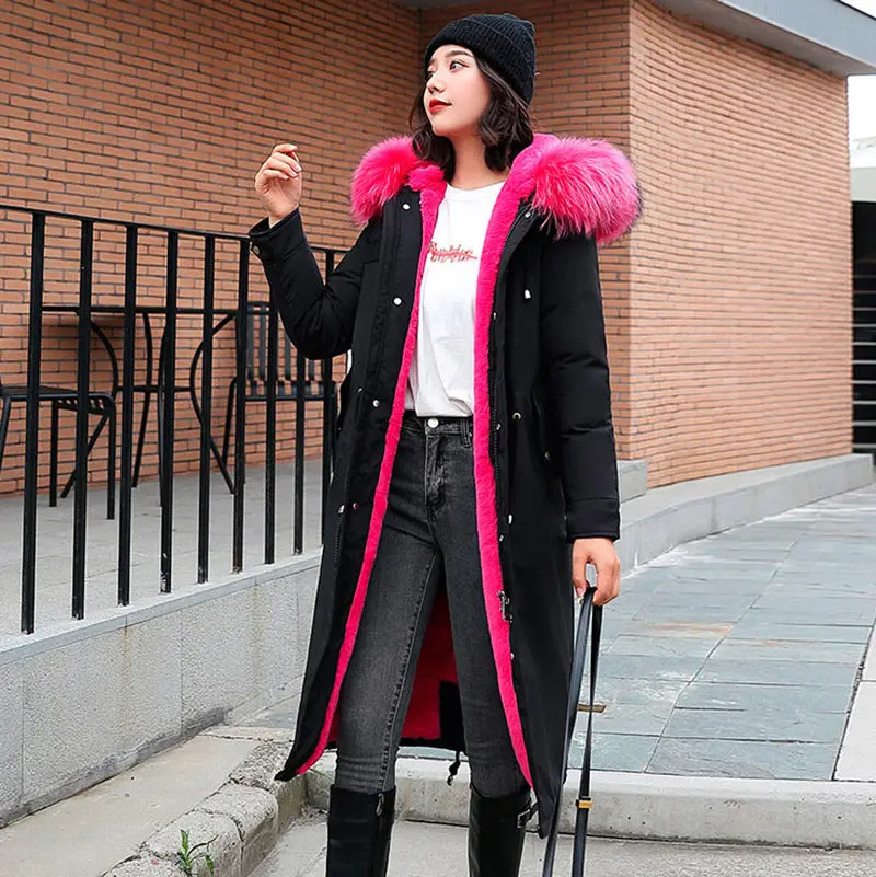 

2019 new Korean version of the plush lining women's parkas coats in the long section of the slim jackets overcoats outercoats