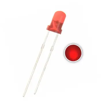 

100pcs 3mm Red Color F3 RED Diffused Round head 2V 20mA Light-Emitting Diode LED Lamps Light beads ( red lens) short legs