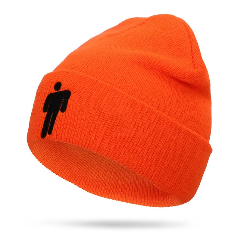 Orange Хлопковая Повседневная шапка бини, однотонная вязаная шапка в стиле хип-хоп Skullies, шапка, аксессуар для костюма, подарки, теплая зимняя шапка унисекс - Цвет: Orange