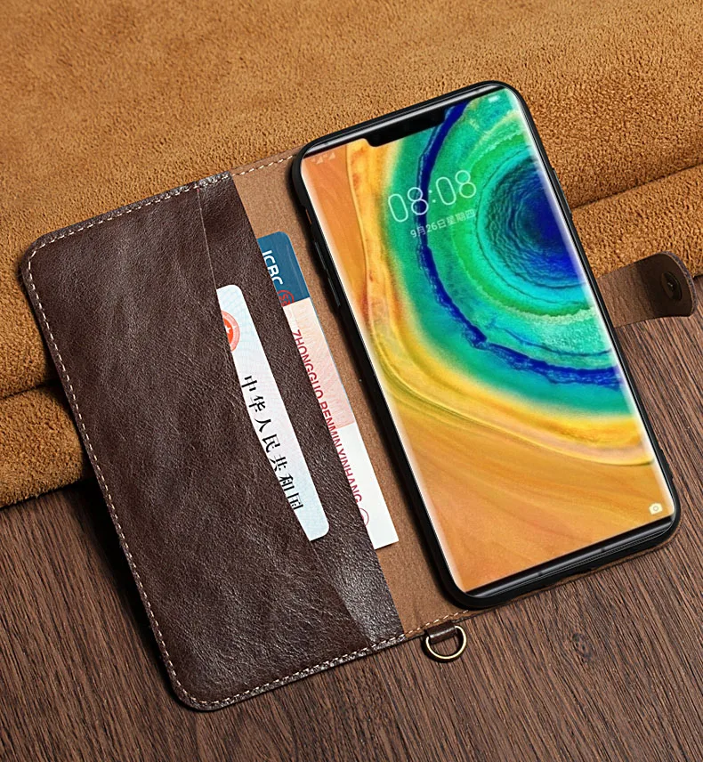 Роскошный чехол из натуральной кожи s для huawei mate 30 Pro из натуральной коровьей кожи, чехол-кошелек с откидной крышкой для huawei mate 30 mate 30 Чехол держатель для карт
