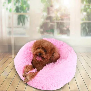 

Dog Beds Large Medium Small Dogs Pet Supplies Nest Cat Nest Winter Plus Velvet Warm Deep Sleep Candy Color Plush Round