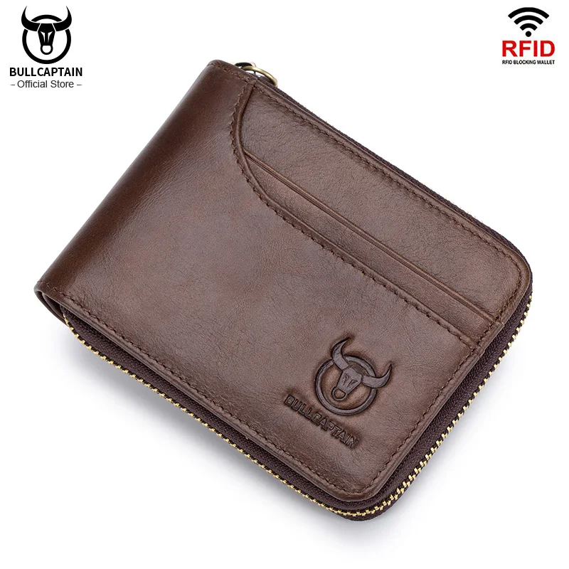 Кошелек BULLCAPTAIN RFID мужской дизайнерский брендовый бумажник клатч кожаный
