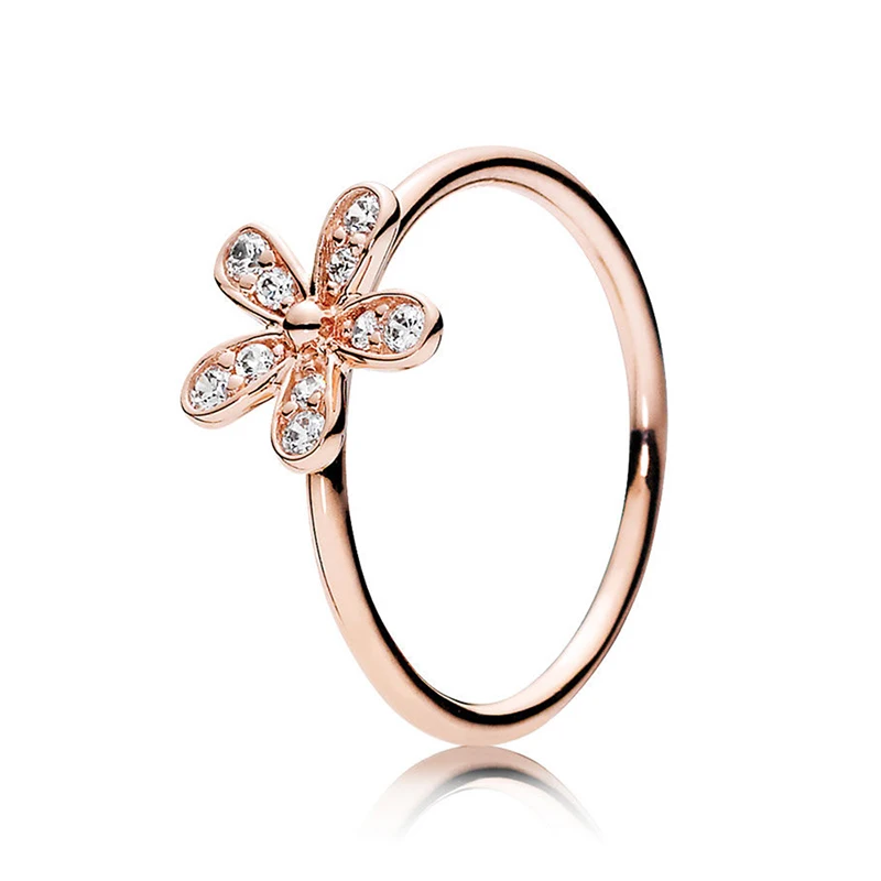 

Sparkling Daisy Flower Ring Real 925 Sterling Silver Rose Rings For Fashion Women Wedding Rings Promise Rings Bridal Jewelry