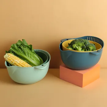 

2-in 1 Colander Fruit and Vegetable Strainer - Stackable Soaking Bowl and Colander Set