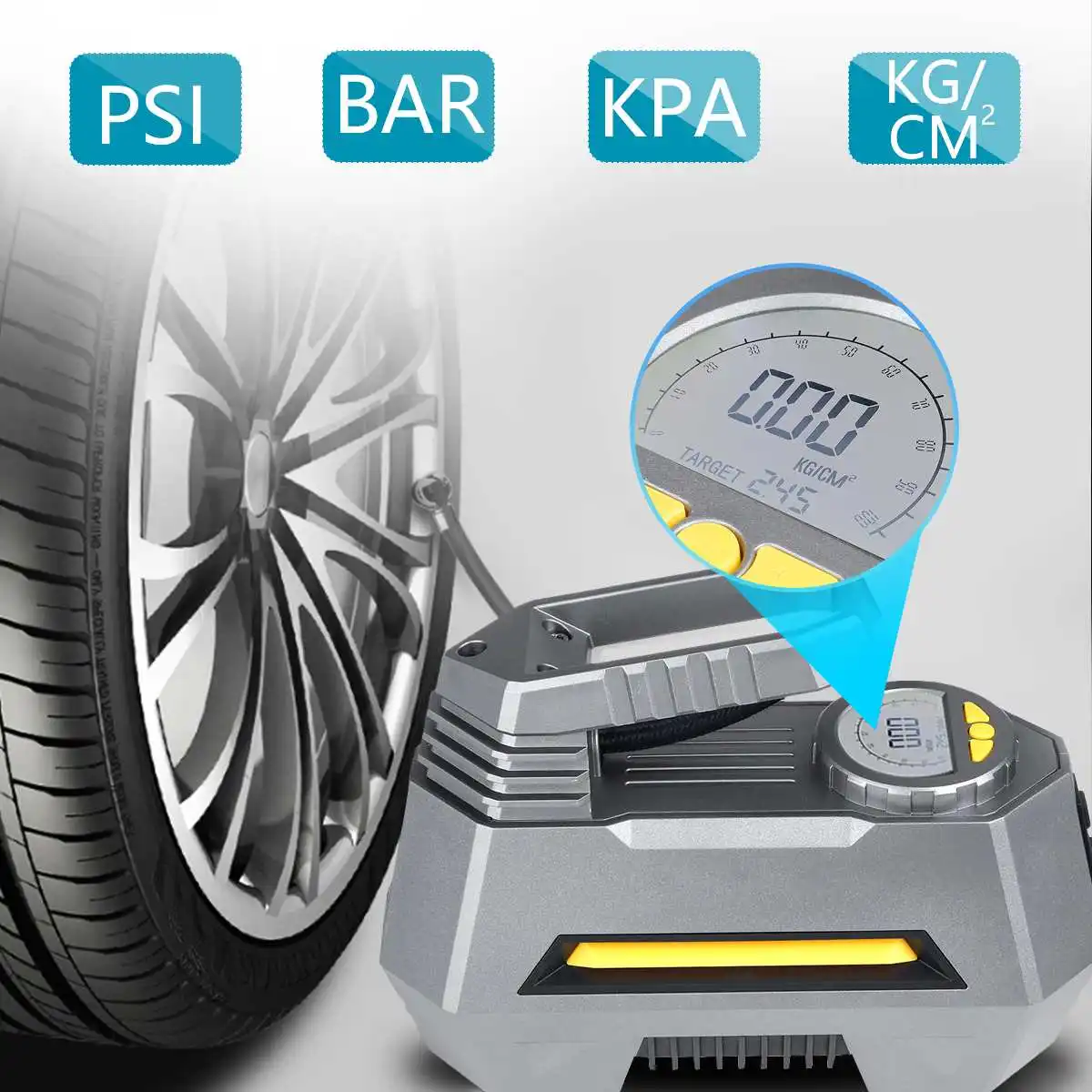 150Psi 12V Электронный цифровой портативный автомобильный колесный насос для шин, надувной насос, воздушный компрессор, Электрический насос, насадка для машины - Название цвета: B