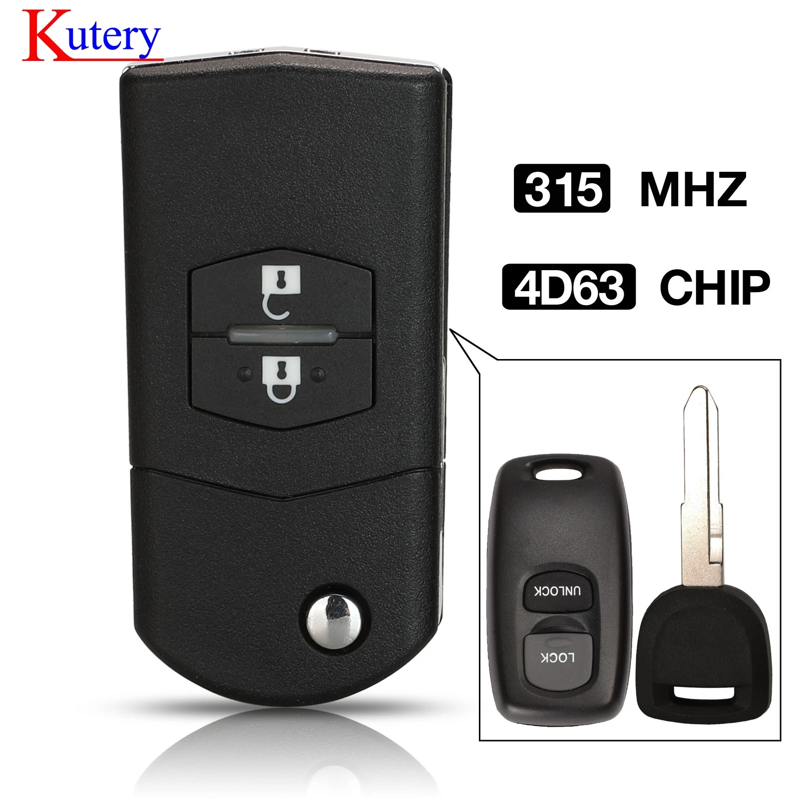 Kutery upgrade Flip Remote Car Key 2 кнопки 315 МГц 4D63 чип Fob для Mazda 3 6 Visteon Модель No. 41528 или 41797|Ключ