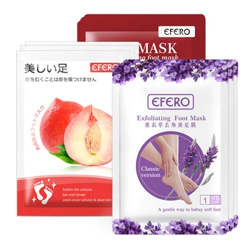 

3pair Lavender/Rose Foot Mask Socks Exfoliating Foot Spa Bath Mask Peeling Scrub Pedicure Foot Patch Whitening Feet Mask for Leg
