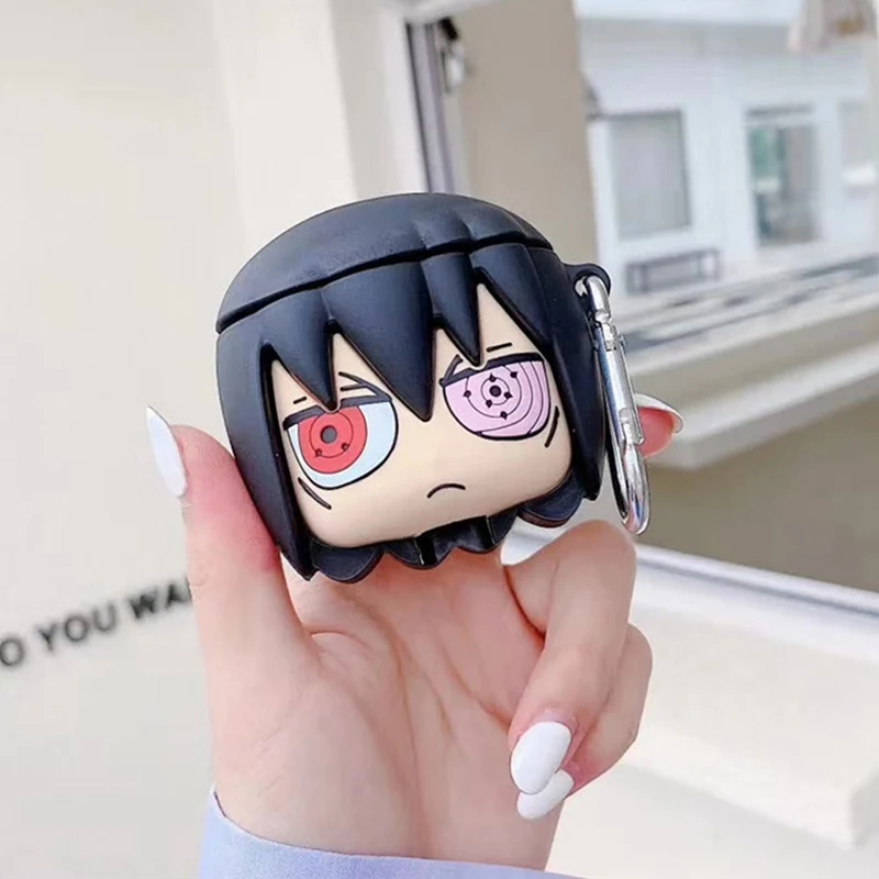 

For AirPods 2 1 Bluetooth Headset Cover 3D Cartoon Anime Naruto Uchiha Sasuke Uzumaki Naruto Silicone Wireless Headphone Case