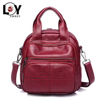 

Multiple Zippers And Multiple Pockets Vintage Women Leather Backpack Multifunction Portable Women Shoulder Leisure Designer Bags