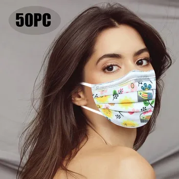 

50pcs Non-woven 3 Layer Ply Filter Activated Disposable Face Mask Anti Dust Breathable Protective Mouth Mask In Stock Mascarilla